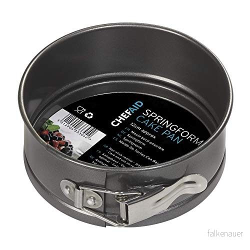 Chef Aid 12 cm 4 ¾ tum non stick fjäderform kakform, rund kakform med lös bas för enkel frigöring, diskmaskin , kyl och fryssäker, grå 5012904333042