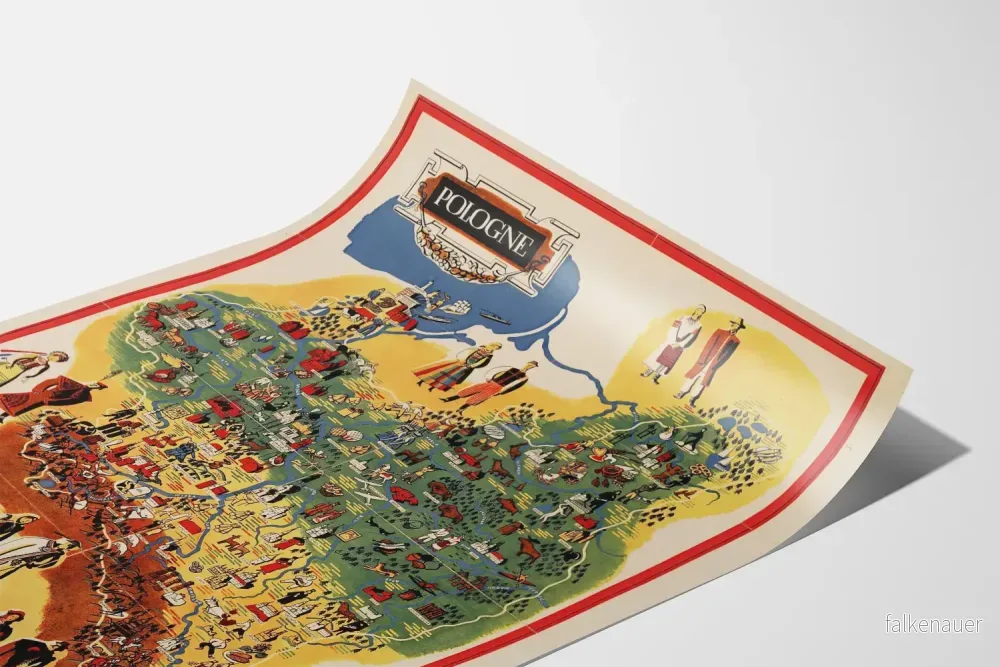 Posterkarta över Polen med traditionella dräkter och regionala symboler - Bild 3