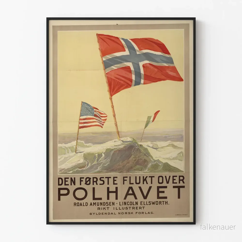 Vintageposter Den Första Flykten Över Nordpolen - Historisk väggdekoration