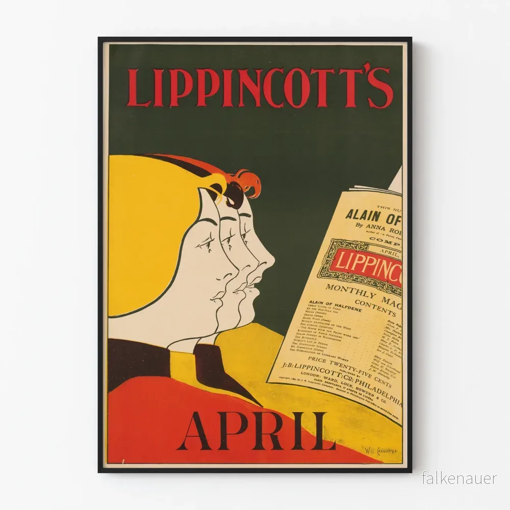 Vintageposter Lippincott's april - Retro väggdekoration