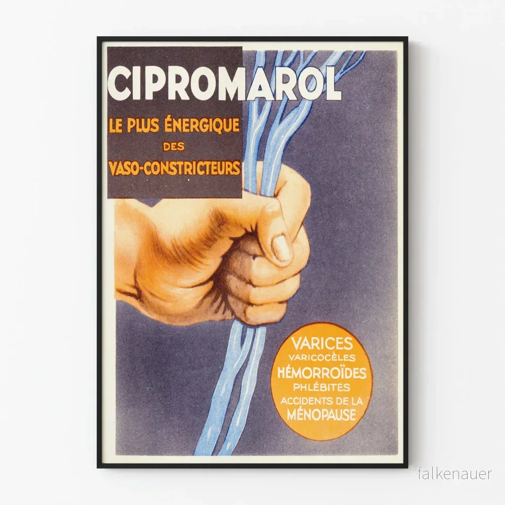 Vintageaffisch Cipromarol - Retro medicinsk väggdekoration