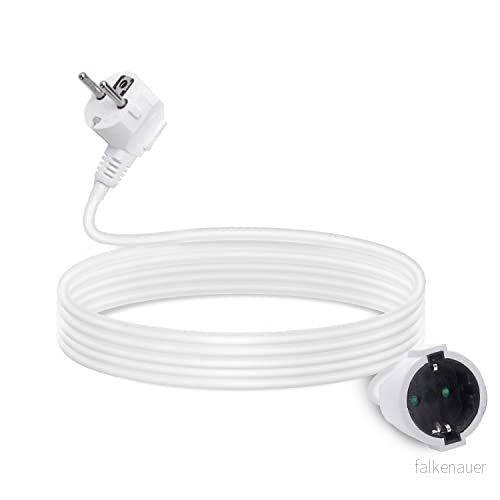 Aigostar 2 meter förlängningskabel, upp till 3680W, barnsäkring, 16A/250V kontakt, 2P+E uttag, H05VV F 3G1.5mm² kabeltyp, vit 8433325177386