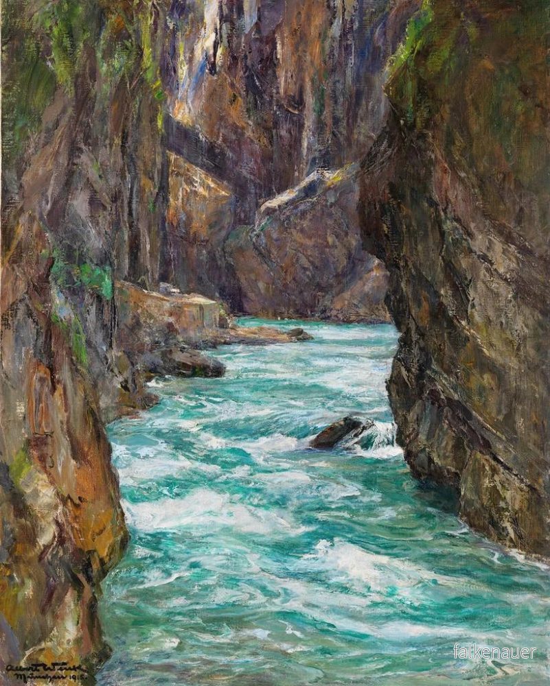Målning Les gorges de Partnach près de Partenkirchen - Albert Wenk | Konsttryck - Bild 2