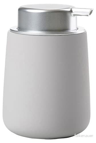 Zone Denmark Nova tvålpump för badrummet, porslinsdispenser handtvål/flytande tvål, diameter 8 cm, höjd 11,5 kapacitet 250 ml, Soft Grey 5708760675739