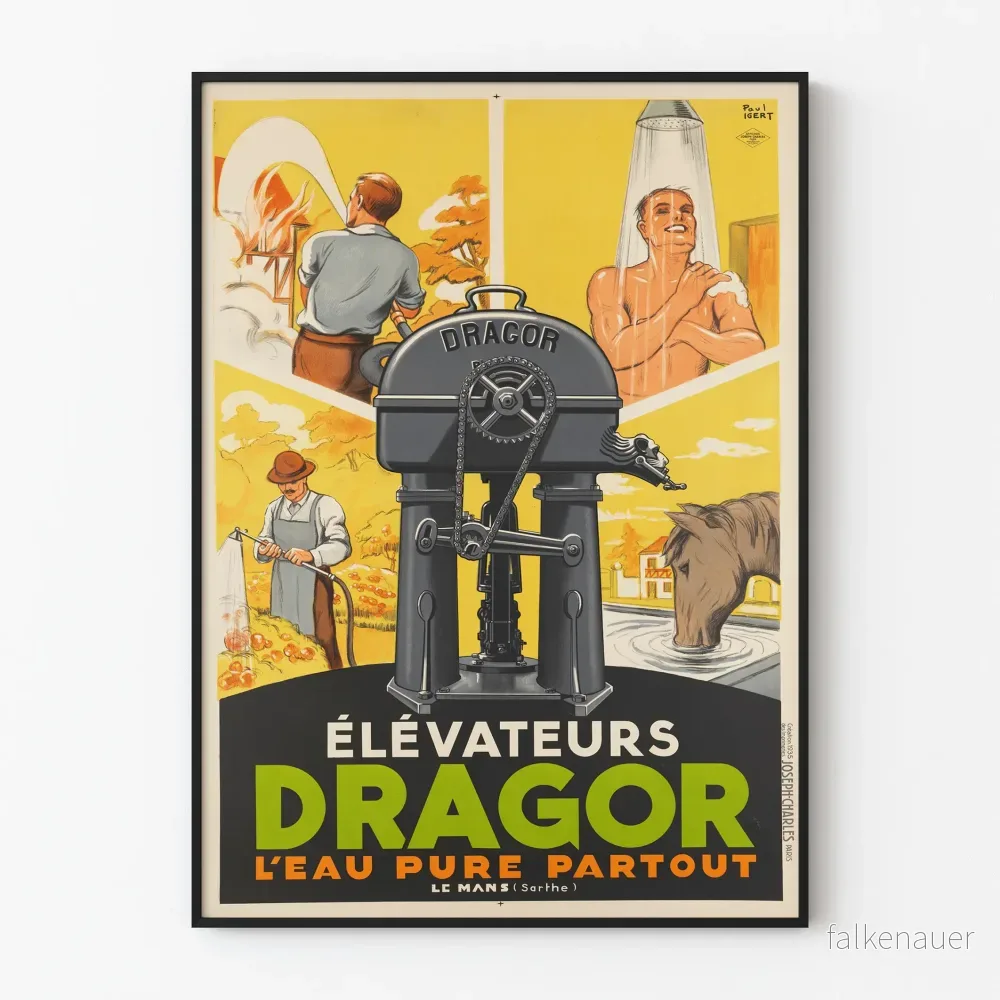 Vintageposter Dragor-lyftare – Industriell väggdekoration