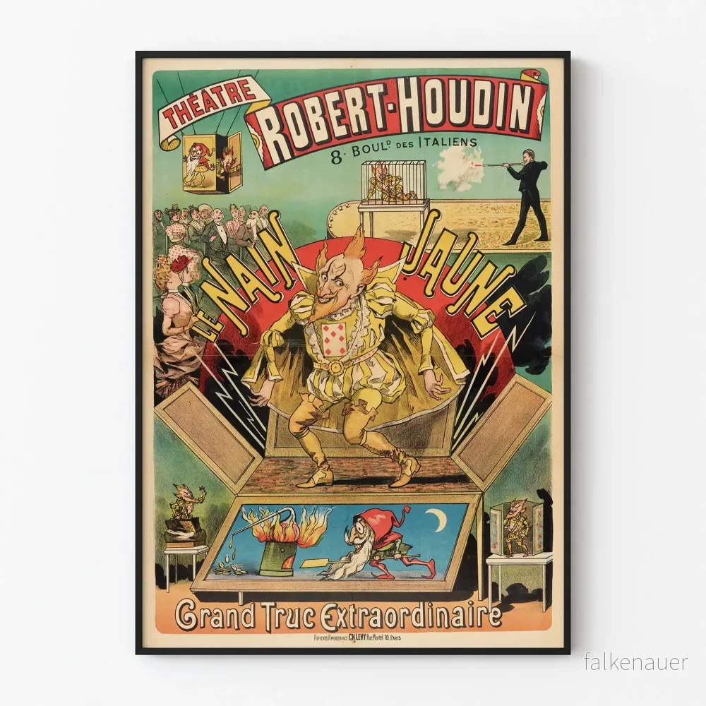 Vintageaffisch Teater Robert-Houdin Den Gula Dvärgen