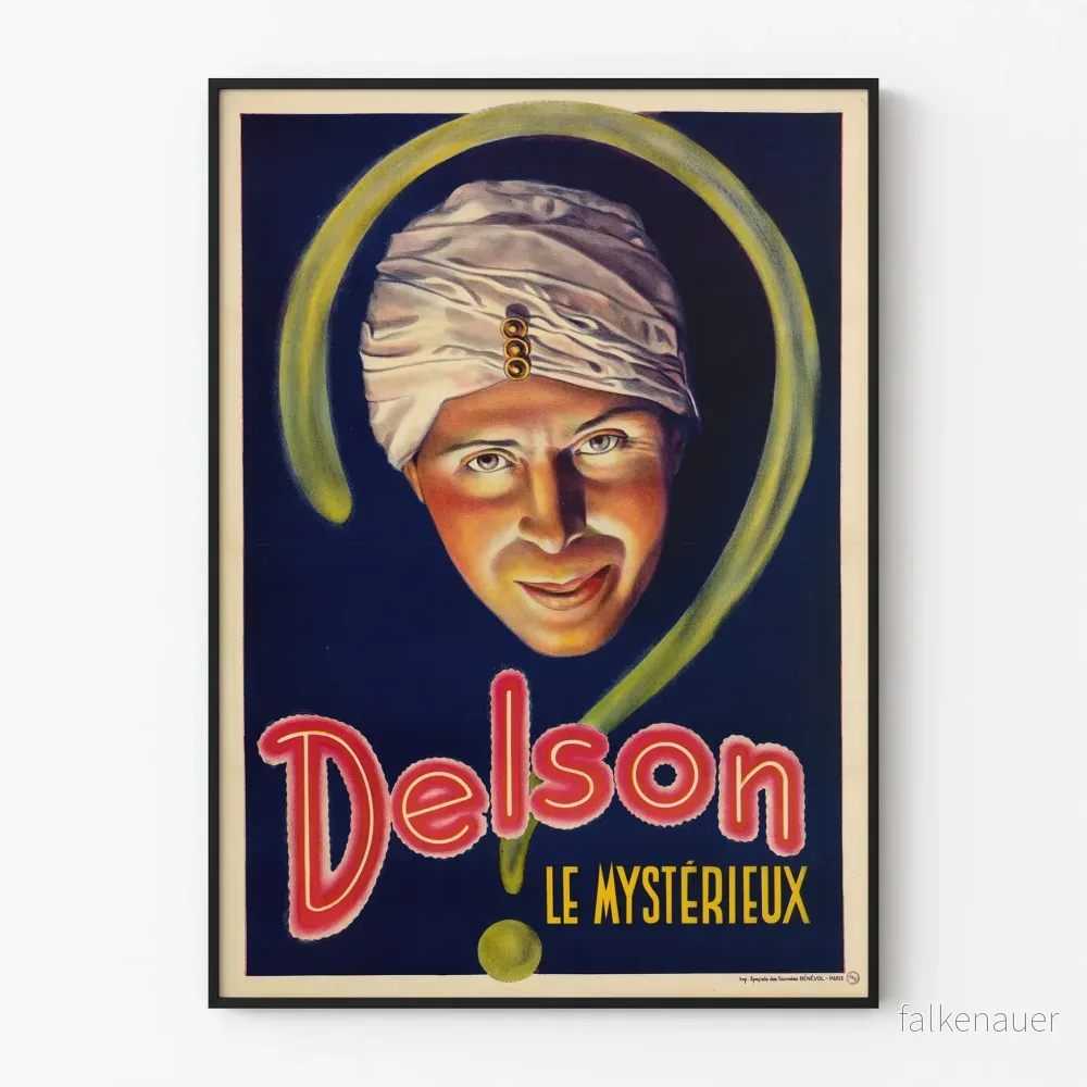 Vintageposter Delson Le Mystérieux för väggdekoration