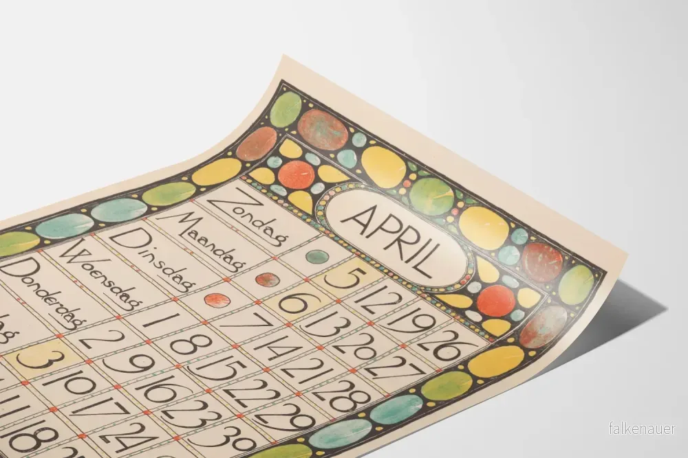 Vintageaffisch Kalender April 1896 Art Nouveau-stil - Bild 3