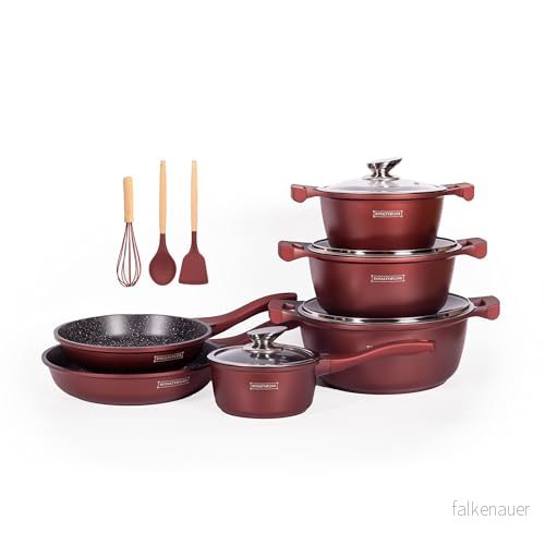 Royalty Line Cookware Sets All Items 10 Pieces Pot with Ceramic Coating Burgundy 5407004748115