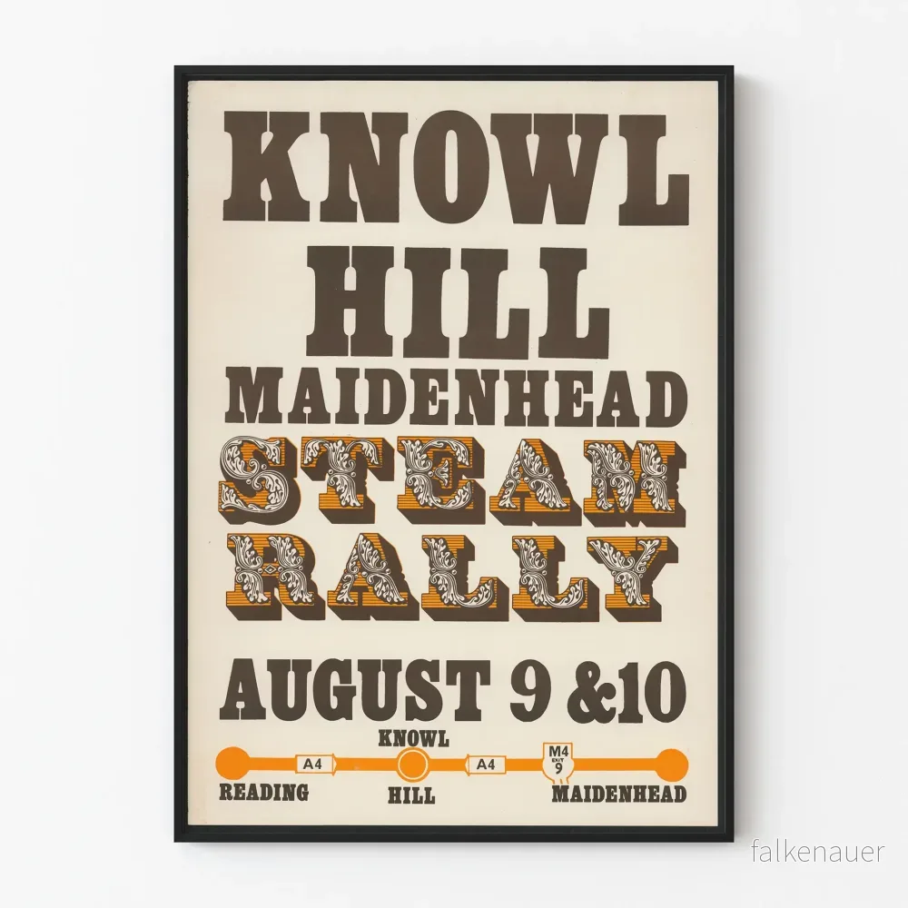 Vintage poster för ångmaskinsrally i Knowl Hill, Maidenhead
