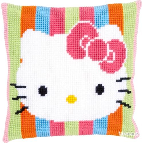Vervaco Hello Kitty randig korsstygn/stickkudde inklusive material, bomull, flerfärgad, 40 x 0,3 cm 5413480432196