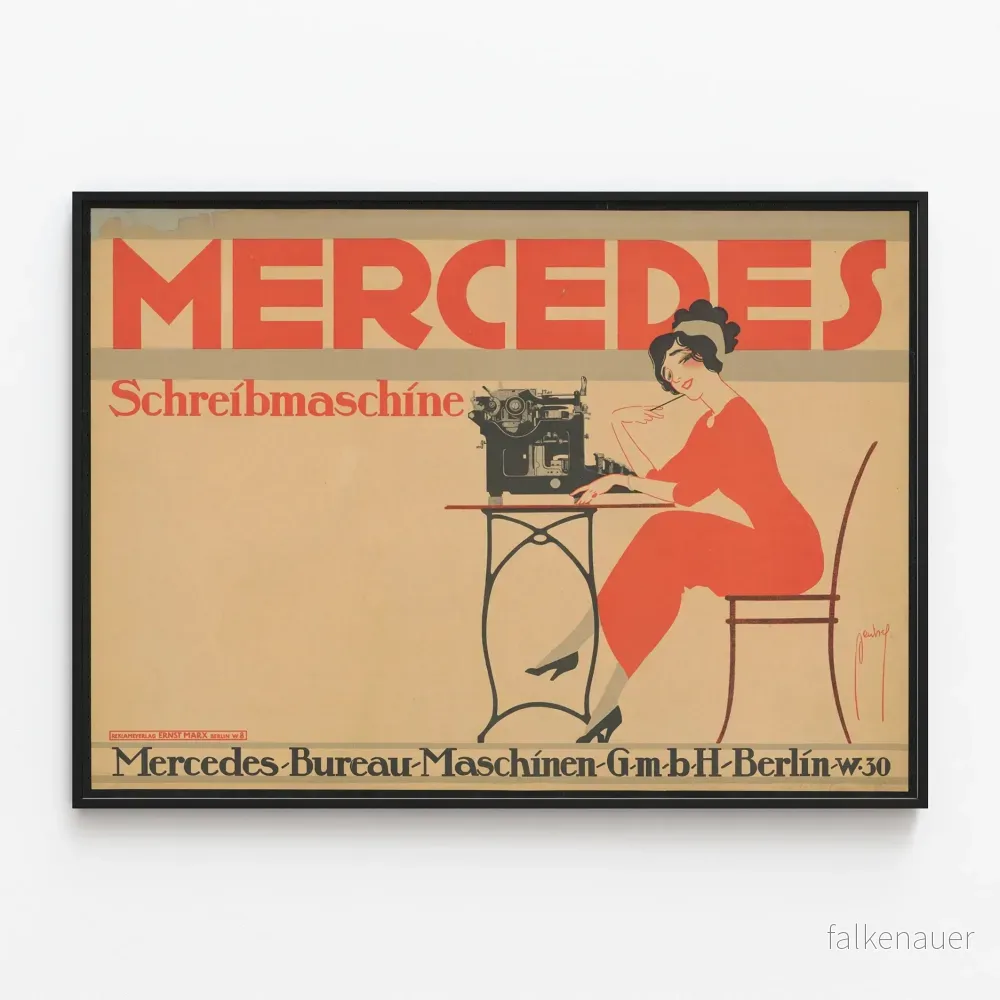 Vintage Mercedes skrivmaskin poster för väggdekoration