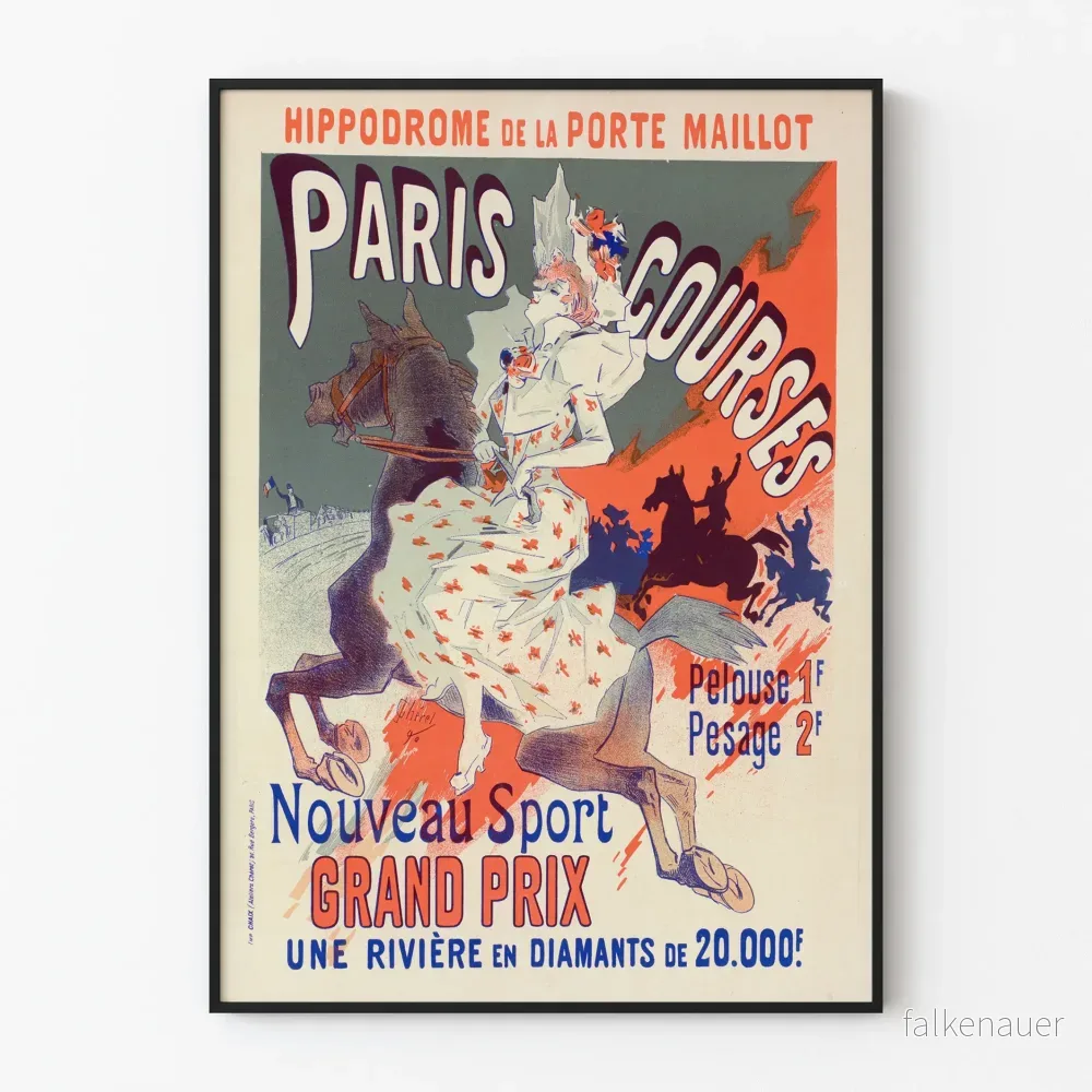 Vintageposter Paris Loppmarknad Hippodrom Porte Maillot