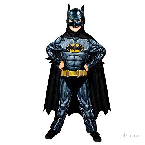 Amscan Officiell Warner Bros Batman hållbar maskeraddräkt (1012 år), svart 194099040204