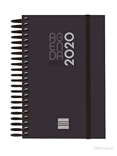 Finocam terminkalender 2020, 1 tagg per sida, spiralbindning, svart 8422952189077
