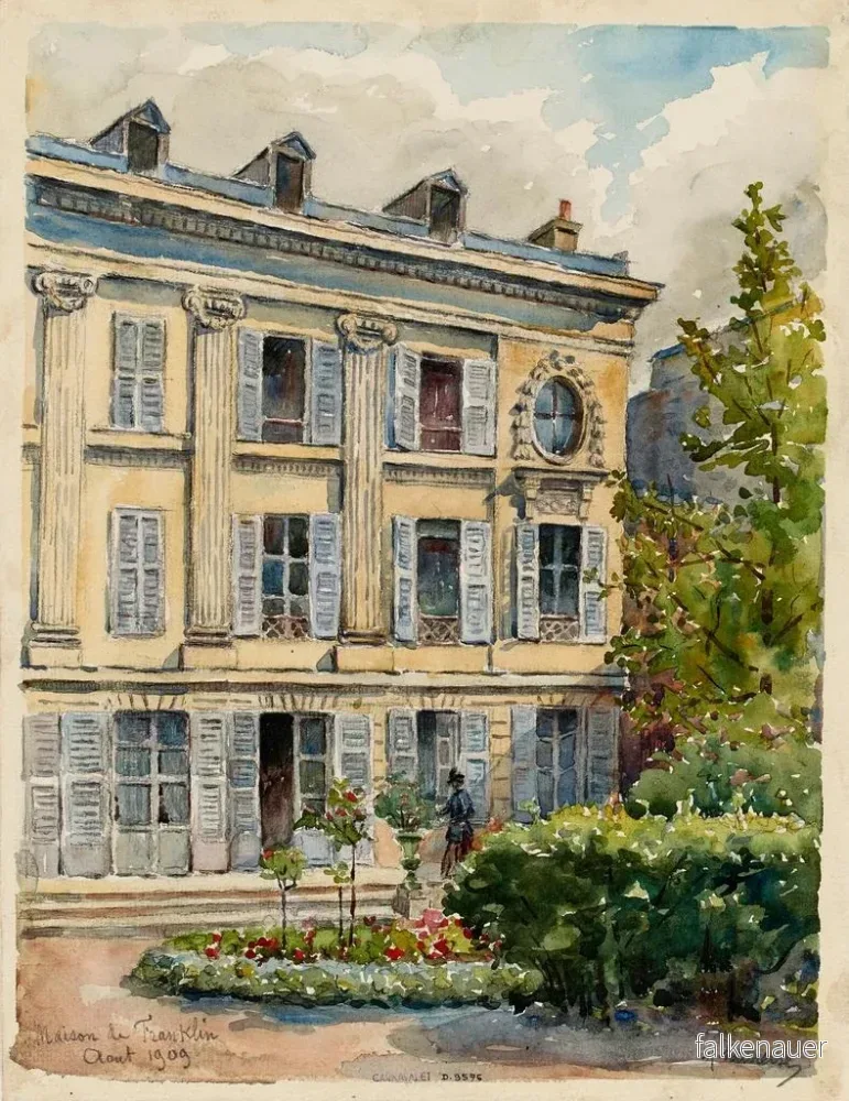 Målning Maison de Franklin, rue Raynouard, Passy - Georges - Henri Manesse | Konsttryck - Bild 2
