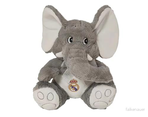 CyP Brands Real Madrid plyschdocka, elefant 25 cm, grå, officiell produkt 8426842106298