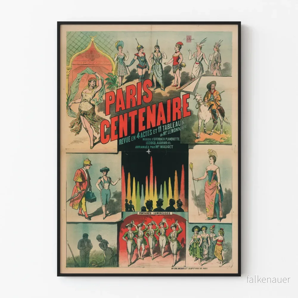 Vintage affisch Paris Centenaire, omarbetad i 4 akter och 11 scener