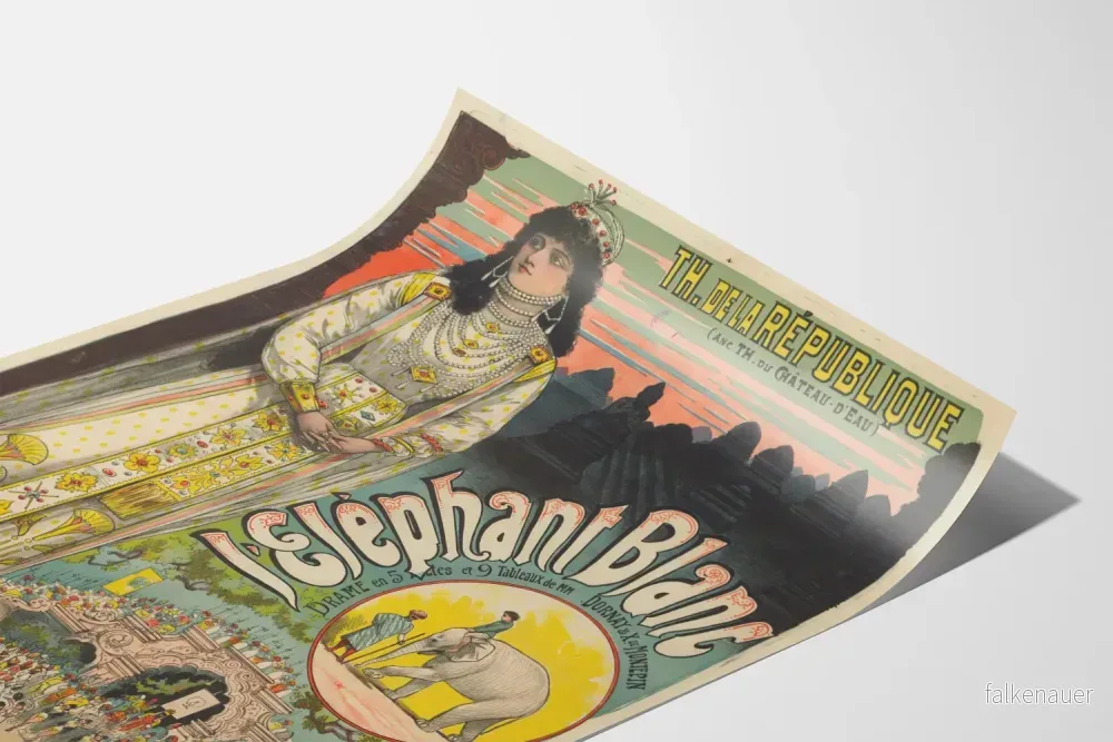 Vintage teaterposter L'Eléphant Blanc - Äkta väggdekoration - Bild 3