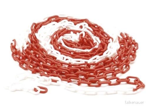 Perel avstängningskedja för markering, låsning eller avstängning av farozoner, byggarbetsplatser, områden och vägar, inomhus utomhus, plast, röd/vit, 10 m, 6 mm 5411257005604