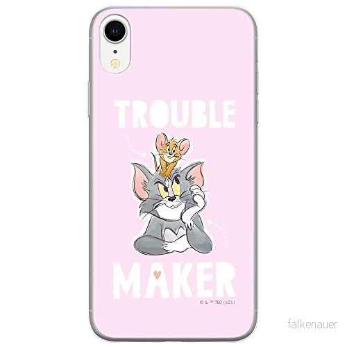 ERT GROUP mobiltelefonfodral för Apple Iphone XR originalt och officiellt licensierat Tom and Jerry mönster 006 Vit optimalt anpassad till formen på mobiltelefonen, fodral tillverkad av TPU plast 5904805253249