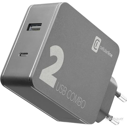 Cellularline Nätladdare Laddare för bärbar dator utrustad med USB C port och smartphone, 42 W 8018080376412
