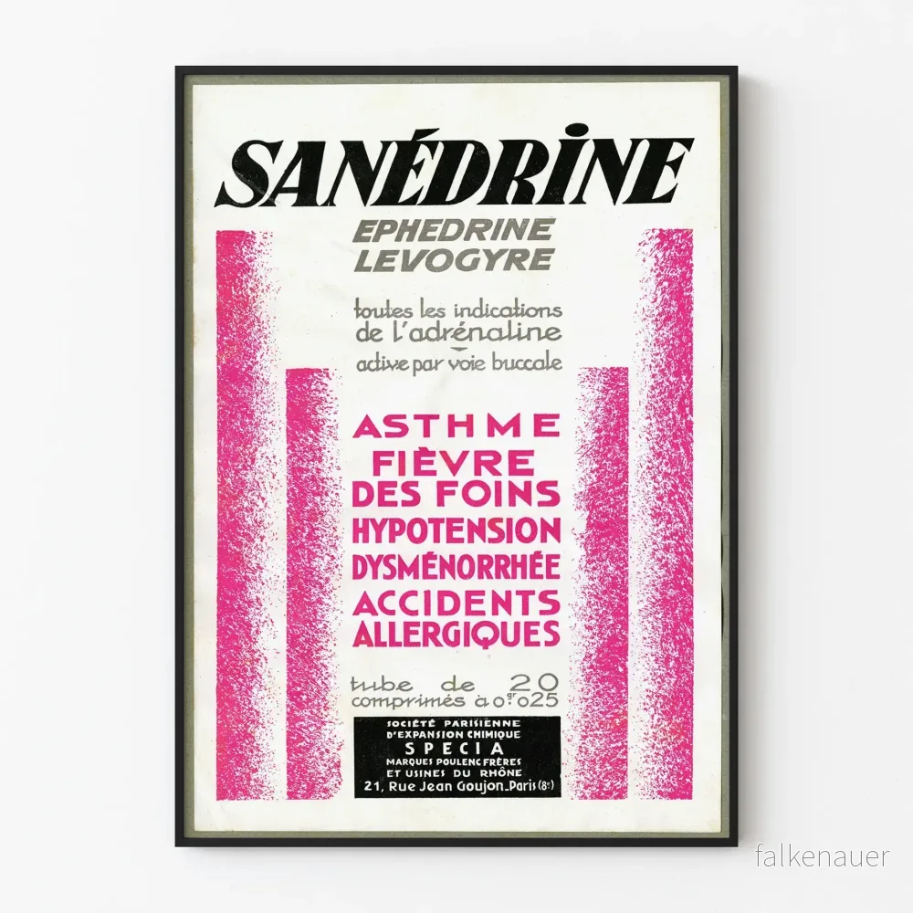 Vintageposter Sanédrine adrenerg behandling