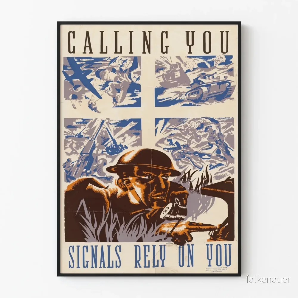 Vintage militär kommunikationsposter « Calling You, Signals Rely On You »