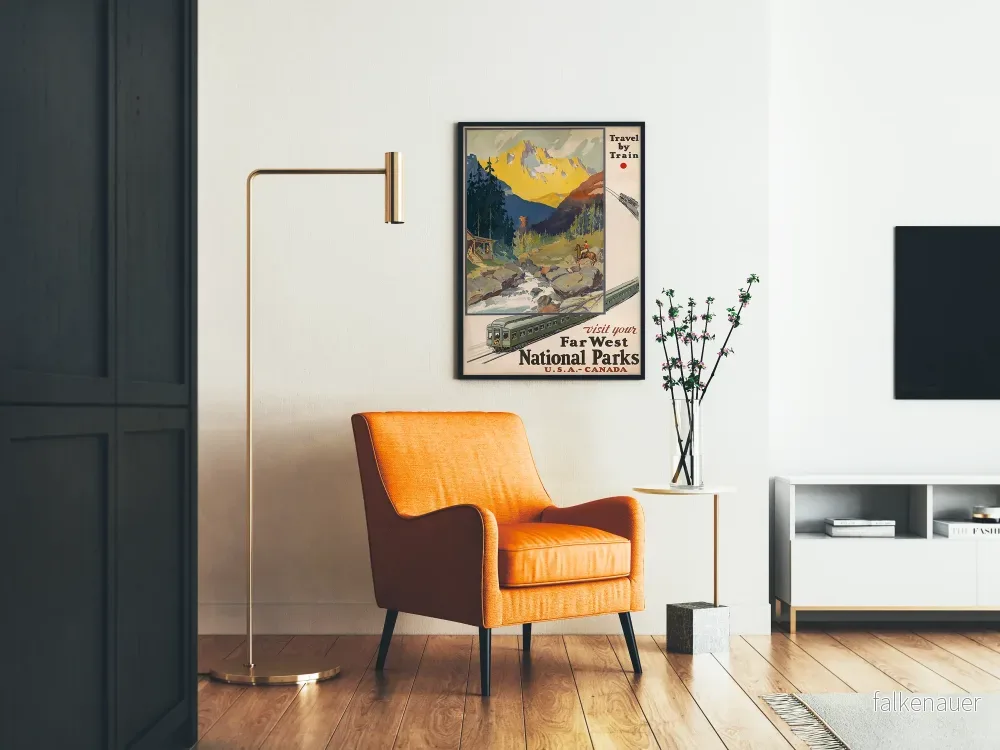 Vintageposter Far West Nationalparker med Tåg - Bild 2
