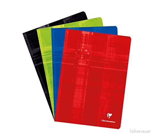 Clairefontaine Ref 3166C häftbunden anteckningsbok (48 ark) A4 storlek, linjerade linjer, 90 gsm borstat velumpapper, laminerat kartongskydd slumpmässig färg 3329680316605