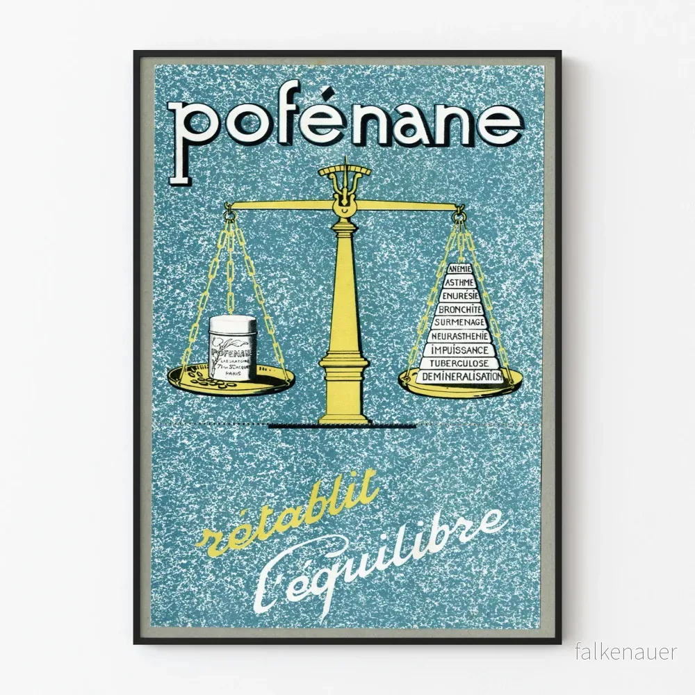 Vintageposter Pofénane – Balans och välbefinnande väggkonst