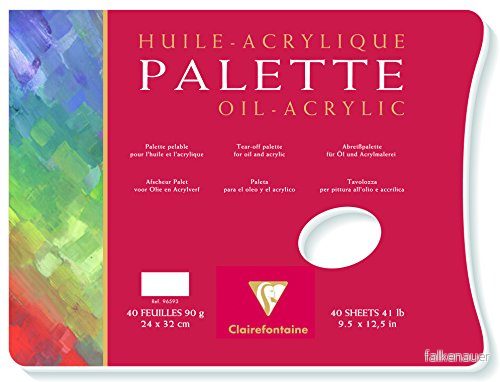 Clairefontaine 96593C rivpalett (för olja och akryl med specialpapper, DIN A3, 29,7 x 42 cm, 40 ark, 90 g) vit 3329680965933