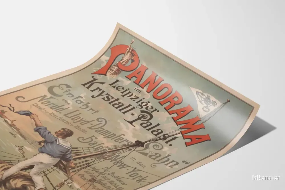 Vintageposter Panorama Leipzig Krystall-Palast ångbåt - Bild 3