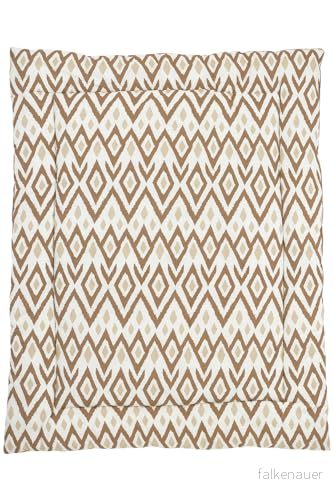 MEYCO Baby Ikat lekgaller (dubbelsidig design, maskintvättbar, lämplig för torktumling, överdrag av 100% bomull, vaddering polyester, storlek: 80 x 100 cm), sand/toffee 4054703449761