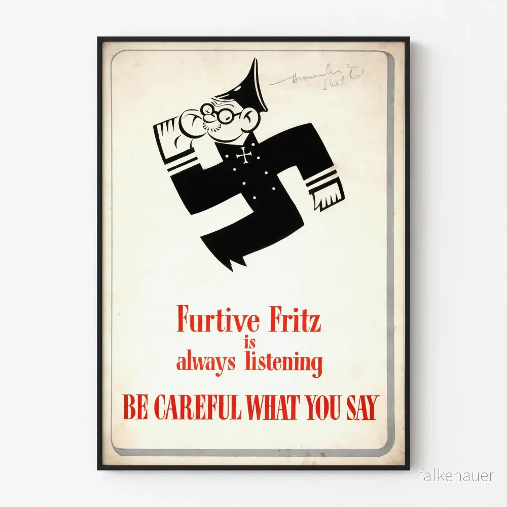 Vintageaffisch Furtive Fritz Lyssnar alltid