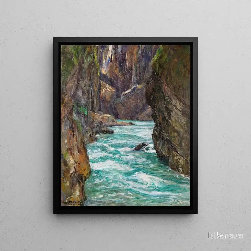 Målning Les gorges de Partnach près de Partenkirchen - Albert Wenk | Konsttryck