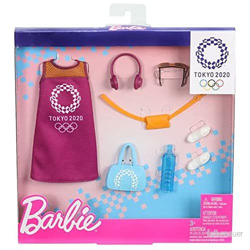 Barbie GJG33 mode modeset, klänning och 6 tillbehör dockor 887961810707