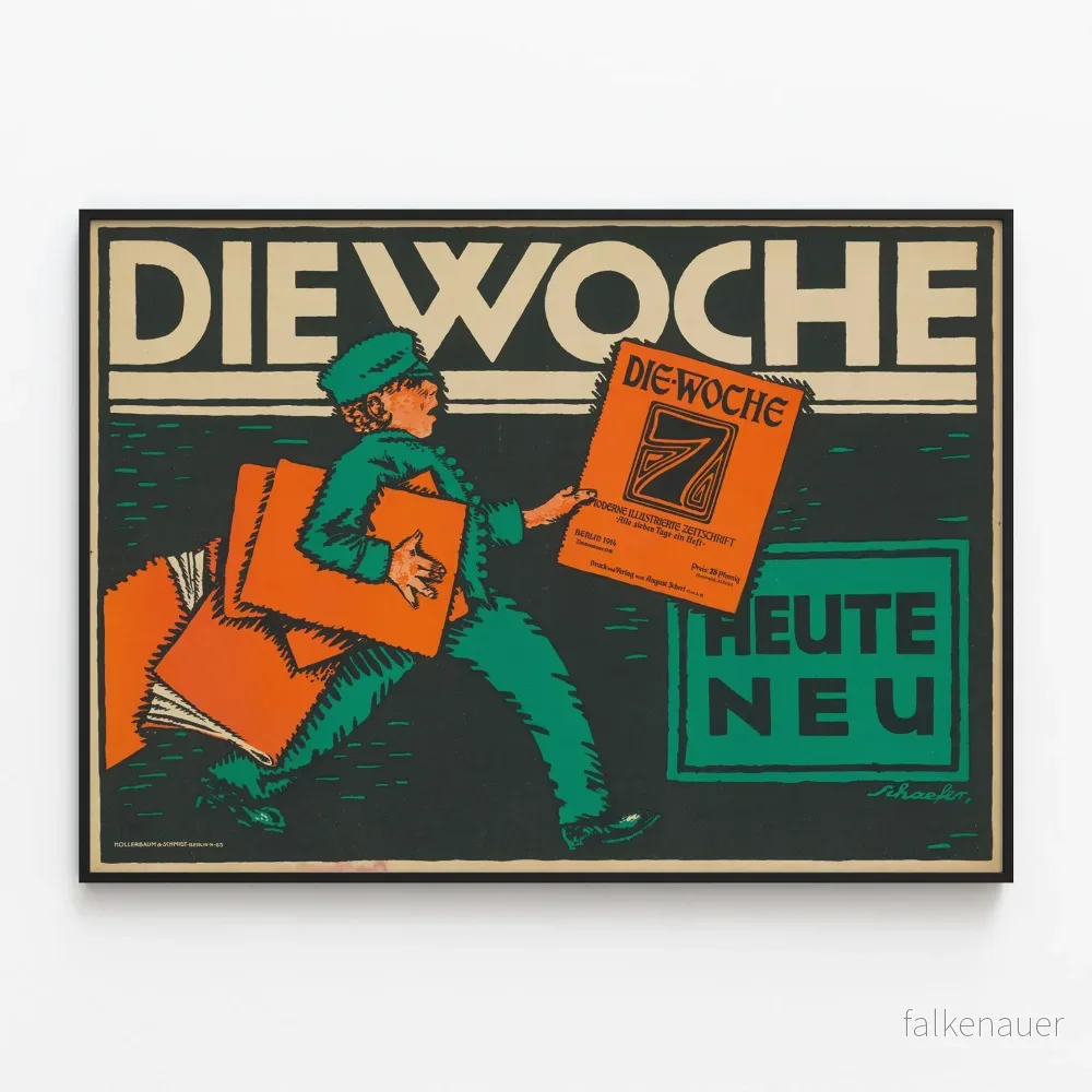 Vintageposter av ’Die Woche’ illustrerade tidskrift modern 1914