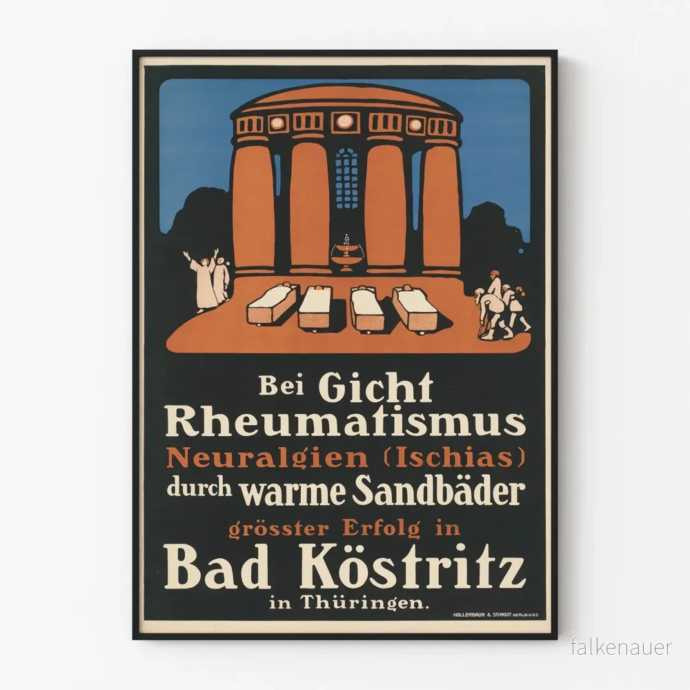Vintage terapeutisk poster - Behandling med varma sandbad i Bad Köstritz