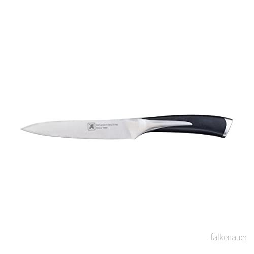 Richardson Sheffield KYU universalkniv, extremt hårt rostfritt stål, halkfria handtag, diskmaskinssäker, professionella knivar, mycket vasst blad, & polerad, silver/svart, 10,5 cm 5013314714247