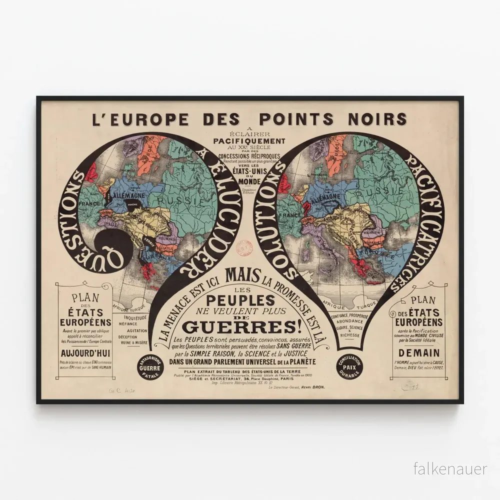 Vintageposter 'L'Europe des points noirs' för historisk väggdekoration