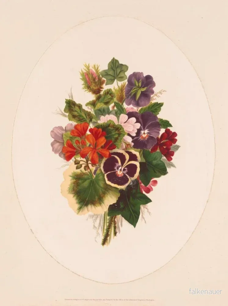 Målning Bouquet de fleurs - Louis Prang Co | Konsttryck - Bild 2