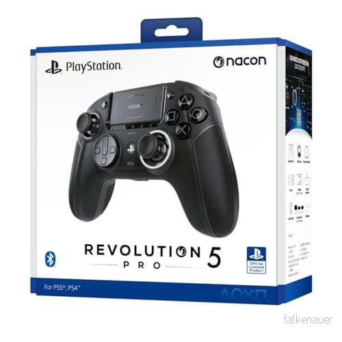 NACON Revolution 5 Pro officiellt licensierad PlayStation trådlös spelkontroll för PS5/PS4/PC halleffekt, triggerstopp, flyttbara knappar, Bluetooth ljud trippelsvart 3665962022346