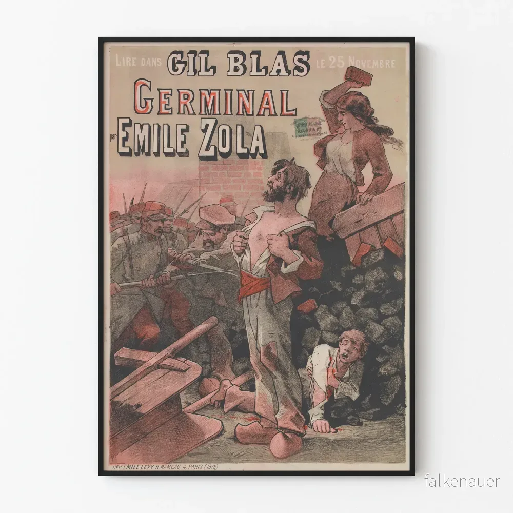 Vintageaffisch Germinal av Émile Zola - Väggdekoration Litteratur