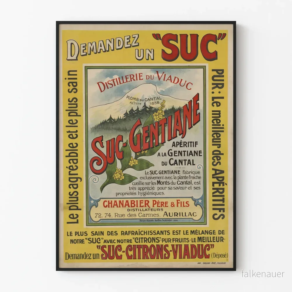 Vintage reklamposter för Suc Gentiane, distilleriet vid viadukten