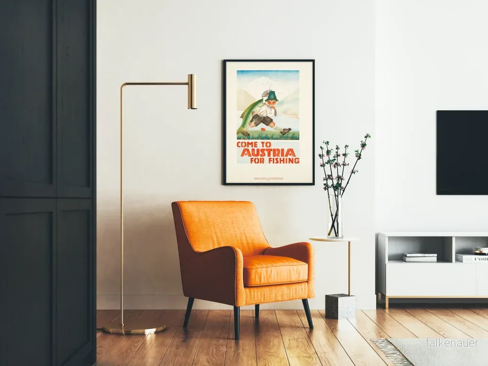 Vintageposter Come to Austria for Fishing - Naturinredning för väggar - Bild 2