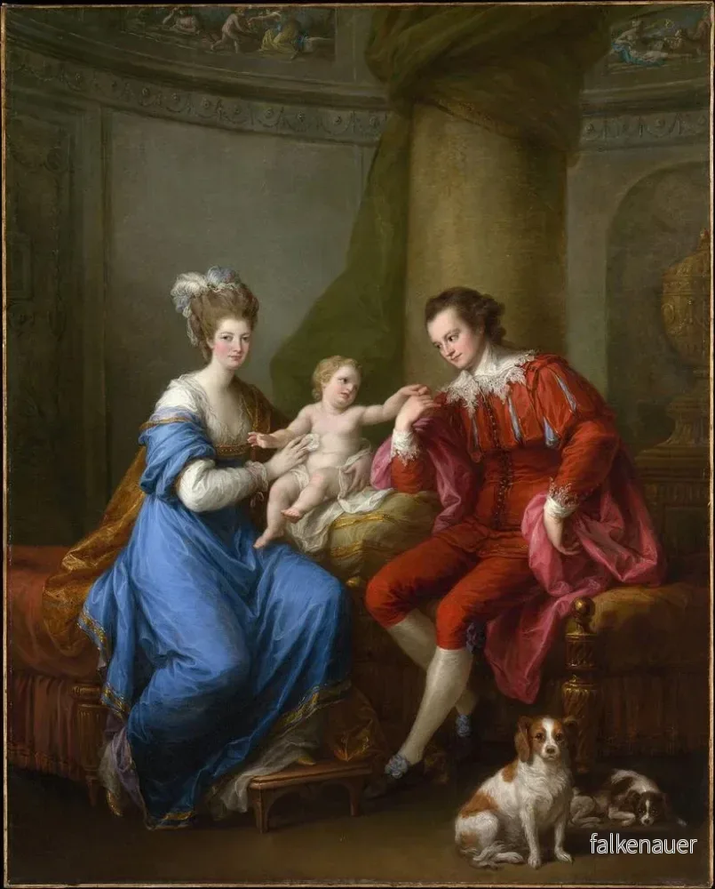Målning Edward Smith Stanley, tolfte earl av Derby, med sin första fru, Lady Elizabeth Hamilton, och deras son Edward Smith Stanley - Angelica Kauffman - Bild 2