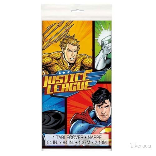 Unique Party 49963 Justice League plast bordsduk, 2,1 m x 1,4 11179499632