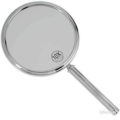 Fantasia Handspegel med handtag dubbelsidig, normal och 10 x förstoring, Ø 16 cm, längd: 18,5 silver krom 4014491914605