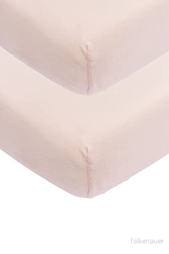 Meyco Baby Uni underlakan 2 pack till spjälsängen (lakan med mjuk jerseykvalitet, tillverkat av 100% bomull, perfekt passform tack vare elastisk dragsko runt om, mått: 70 x 140 cm), Soft Pink 4054703552812